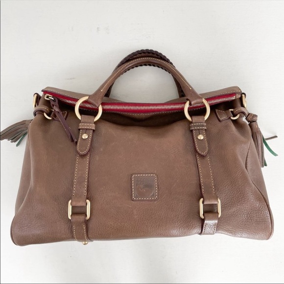 Dooney & Bourke Brown Florentine Large Satchel Slouchy Zip Top Handbag Purse - Picture 4 of 7